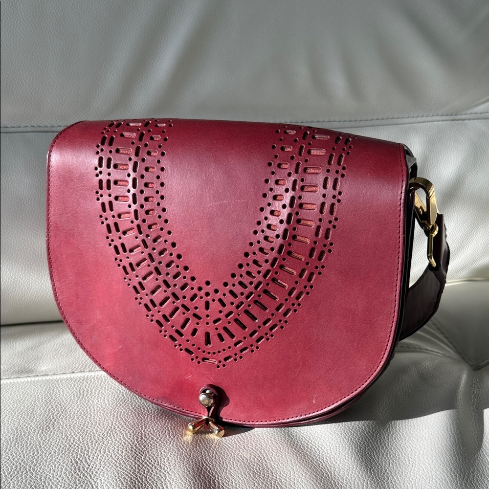 Digerolamo Penelope‎ Braided Burgundy Leather Shoulder Bag